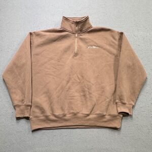 WLKN Hoodie Men's Large Brown Fleece Lined Oversized Quarter Zip Pullover Skater
